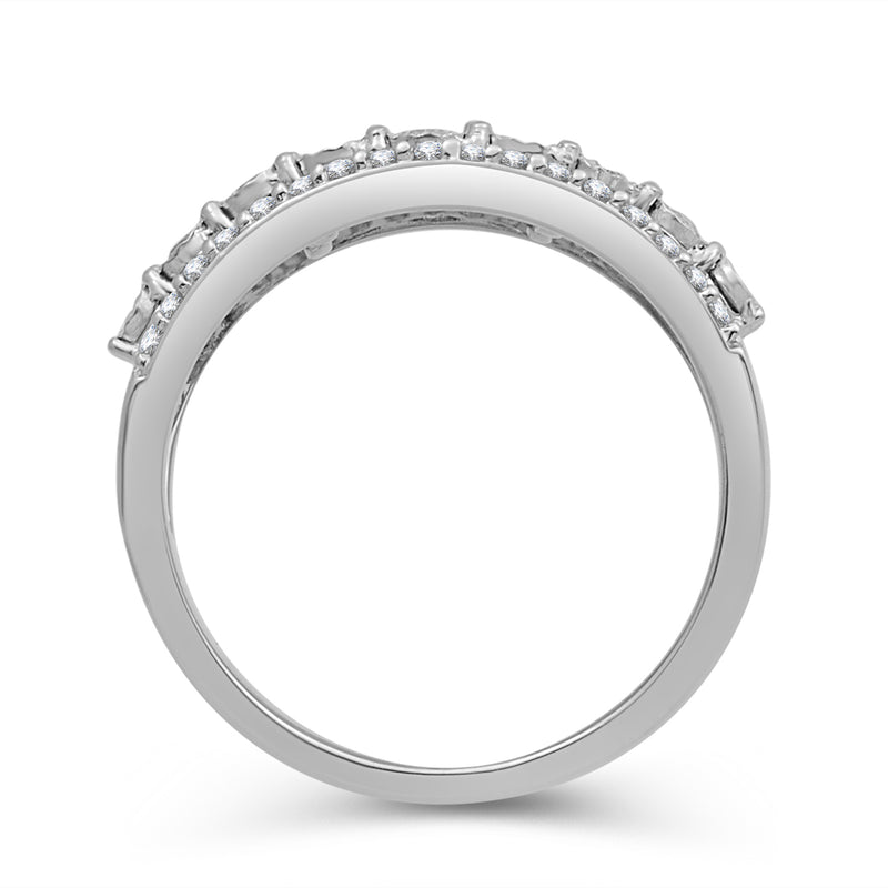 Jewelili Anniversary Ring with Natural White Round Miracle Plated Diamonds in Sterling Silver 1/2 CTTW View 3