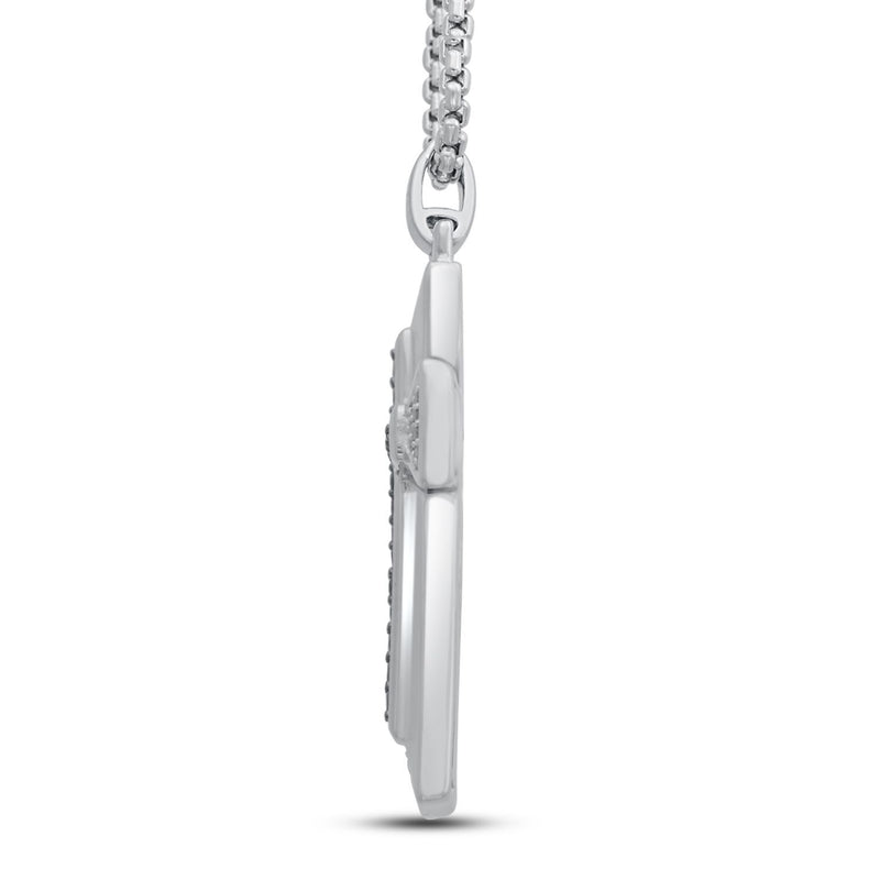 Jewelili Men's Cross Pendant Necklace Diamond Jewelry in Sterling Silver & 1/5 CTTW Diamond - View 2
