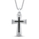 Load image into Gallery viewer, Jewelili Men&#39;s Cross Pendant Necklace Diamond Jewelry in Sterling Silver &amp; 1/5 CTTW Diamond - View 1

