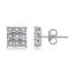 Load image into Gallery viewer, Jewelili Sterling Silver With 1/10 CTTW Natural White Diamond Square Stud Earrings
