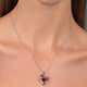 Load image into Gallery viewer, Jewelili Sterling Silver With Created Ruby and 1/10 Black White Diamonds Pendant Necklace
