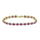 Load image into Gallery viewer, Jewelili Tennis Bracelet with Created Ruby and Round Diamonds in 14K Yellow Gold over Sterling Silver 
