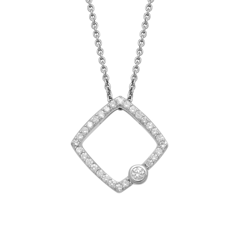 Jewelili Fashion Pendant Necklace with Diamonds in Sterling Silver 1/4 CTTW View 1