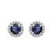 Load image into Gallery viewer, Jewelili Sterling Silver With Round Created Blue Sapphire and Cubic Zirconia Earrings
