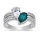 Load image into Gallery viewer, Jewelili Sterling Silver with Created White Sapphire and Created Emerald Megan Fox’s Engagement Ring
