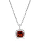 Load image into Gallery viewer, Jewelili Halo Pendant Necklace with Diamonds and Red Garnet in 10K White Gold 1/12 CTTW
