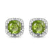 Load image into Gallery viewer, Jewelili Peridot Stud Earrings with Round Natural Diamonds and Cushion Cut in 10K White Gold 1/10 CTTW View 2
