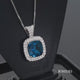 Load and play video in Gallery viewer, Jewelili Sterling Silver With Cushion Cut Swiss Blue Topaz, Round White Topaz and Round Emerald Halo Pendant Necklace, 18&quot; Box Chain
