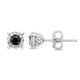 Load image into Gallery viewer, Jewelili Sterling Silver With 1/4 CTTW Treated Black and Natural White Diamonds Halo Stud Earrings
