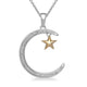 Load image into Gallery viewer, Jewelili Sterling Silver and 10K Yellow Gold 1/10 CTTW Diamonds Moon and Star Pendant Necklace
