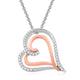Load image into Gallery viewer, Jewelili 10K Rose Gold Over Sterling Silver with 1/10 CTTW Diamonds Heart Shape Pendant Necklace
