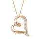 Load image into Gallery viewer, Jewelili Heart Pendant Necklace with Natural White Diamond in Yellow Gold over Sterling Silver 1/2 CTTW
