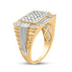 Load image into Gallery viewer, Jewelili Men&#39;s Ring with Natural White Round Diamonds in 10K Yellow Gold and White Gold 1.0 CTTW View 4
