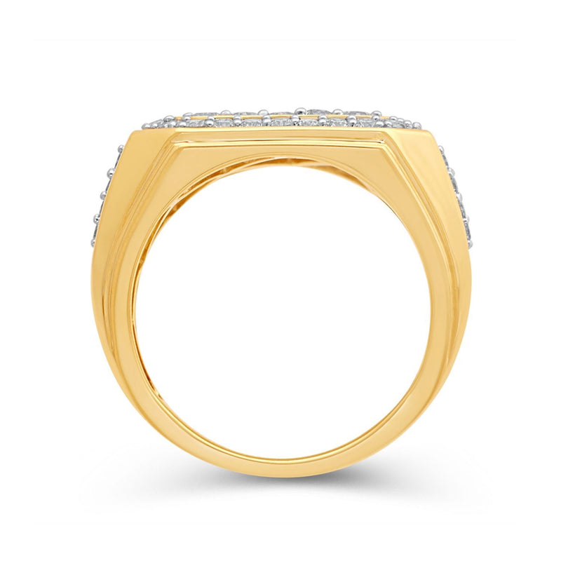 Jewelili Men's Ring with Natural White Round Diamonds in 10K Yellow Gold 2 CTTW View 3