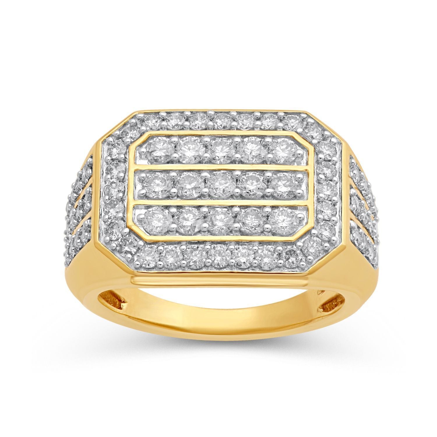 10K Yellow Gold Created Ruby and Diamond Men's Ring | Ben Moss Jewellers
