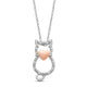 Load image into Gallery viewer, Jewelili Sterling Silver and 10K Rose Gold With Natural White Diamond Cat Heart Shape Pendant Necklace
