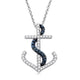 Load image into Gallery viewer, Jewelili Sterling Silver With 1/5 CTTW Treated Blue and Natural White Diamonds Anchor Pendant Necklace
