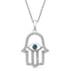 Load image into Gallery viewer, Jewelili Sterling Silver With 1/5 CTTW Treated Blue Diamonds and White Diamonds Hamsa Pendant Necklace
