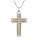 Load image into Gallery viewer, Jewelili 14K Yellow Gold over Sterling Silver With 1/5 CTTW Natural White Round Diamonds Men&#39;s Cross Pendant Necklace
