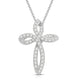Load image into Gallery viewer, Jewelili Twist Cross Pendant Necklace with Natural White Diamond in Sterling Silver 1/2 CTTW
