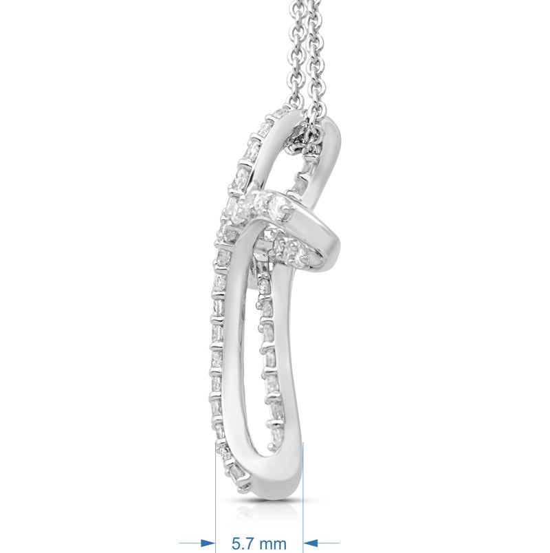 Jewelili Twist Cross Pendant Necklace with Natural White Diamond in Sterling Silver 1/2 CTTW View 4