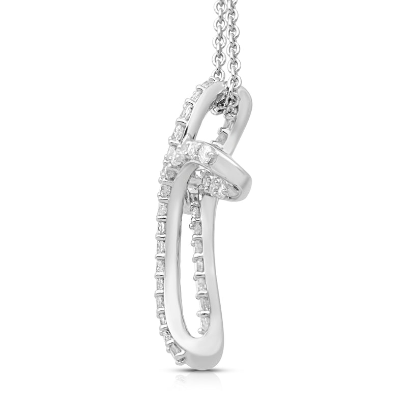 Jewelili Twist Cross Pendant Necklace with Natural White Diamond in Sterling Silver 1/2 CTTW View 1