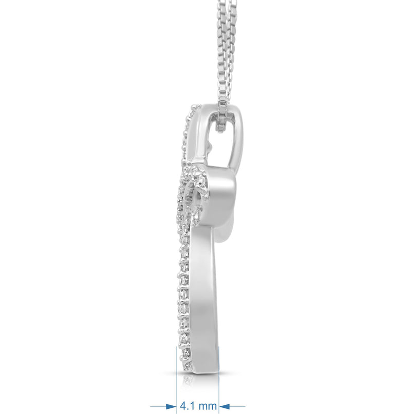 Jewelili Cross Pendant Necklace with Natural White Diamond in Sterling Silver 1/4 CTTW View 5