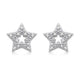 Load image into Gallery viewer, Jewelili Open Star Stud Earrings with Natural White Round Diamonds in Sterling Silver View 3
