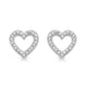 Load image into Gallery viewer, Jewelili Heart Stud Earrings with Natural White Round Diamonds in Sterling Silver View 3
