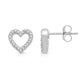 Load image into Gallery viewer, Jewelili Heart Stud Earrings with Natural White Round Diamonds in Sterling Silver View 4
