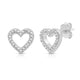Load image into Gallery viewer, Jewelili Heart Stud Earrings with Natural White Round Diamonds in Sterling Silver View 1
