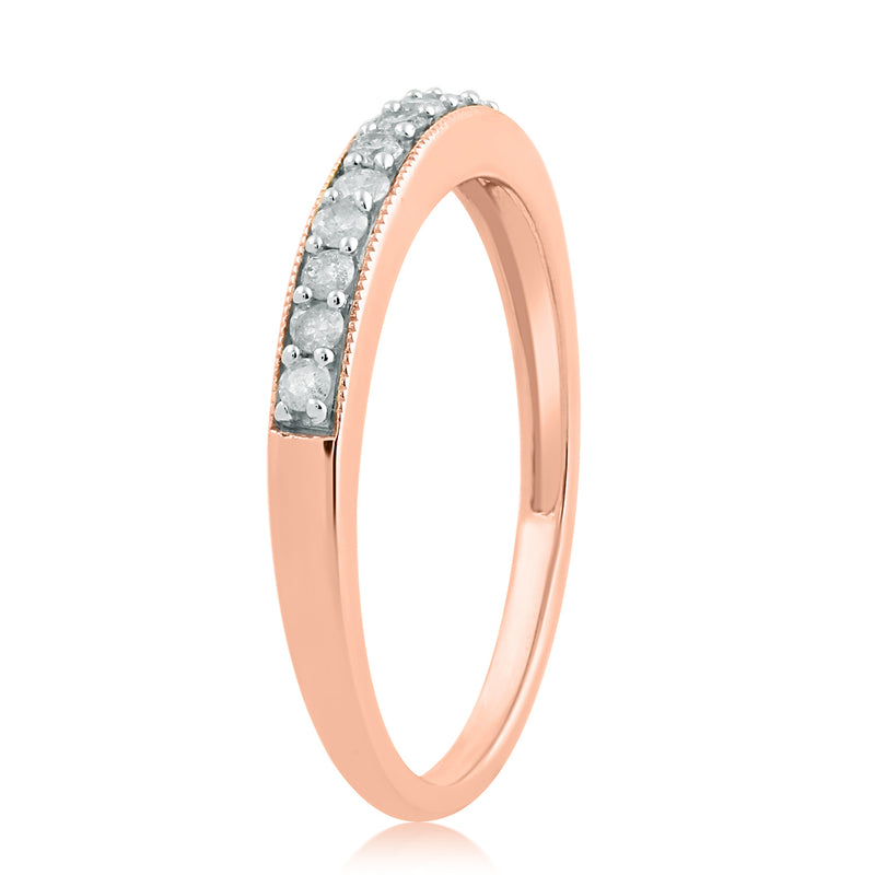 Jewelili Band Ring with Diamonds in 10K Rose Gold 1/6 CTTW View 5