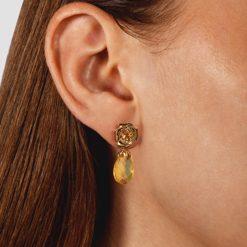 Enchanted Disney Fine Jewelry 14K Yellow Gold with Citrine Belle Briolette Earrings