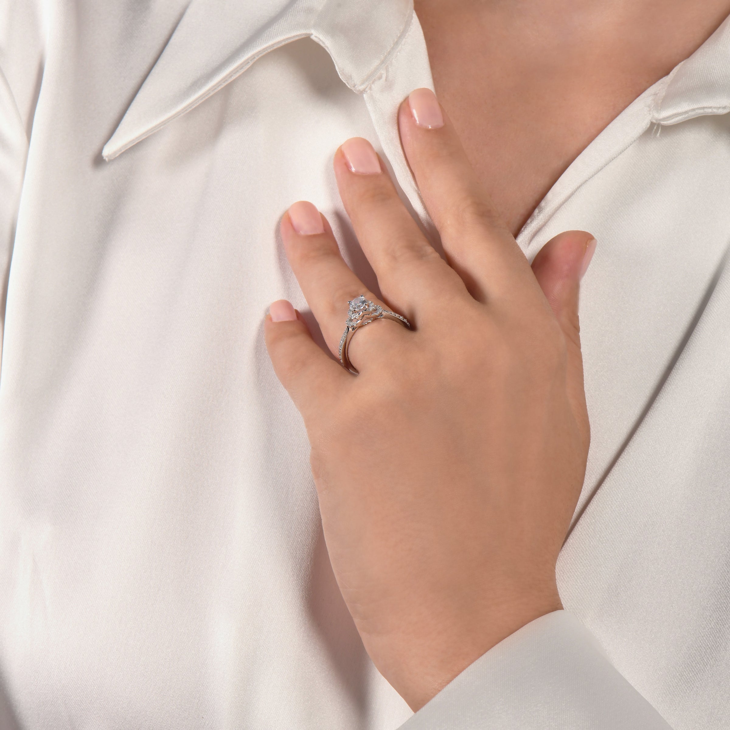 Enchanted Disney Diamond Mulan Crown Ring in 14K White Gold 3/4