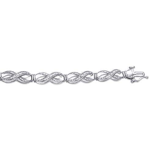 Jewelili Diamond Infinity Bracelet Natural Diamond in Sterling Silver, 7.25" View 4