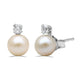 Load image into Gallery viewer, Jewelili Sterling Silver 5.5mm Round Cultured Pearl and White Cubic Zirconia Stud Earrings
