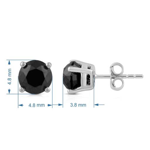 Jewelili Stud Earrings with Treated Black Diamonds in 14K White Gold 1.0 CTTW View 4