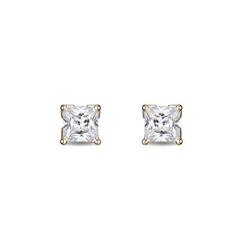 Enchanted Disney Fine Jewelry 14K Yellow Gold with 1 1/2 cttw Princess Cut Diamond Majestic Princess Solitaire Earrings