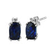 Load image into Gallery viewer, Jewelili Sterling Silver Checkerboard Cushion Cut Created Blue Sapphire and White Cubic Zirconia Ring, Earrings and Pendant Necklace Jewelry Set
