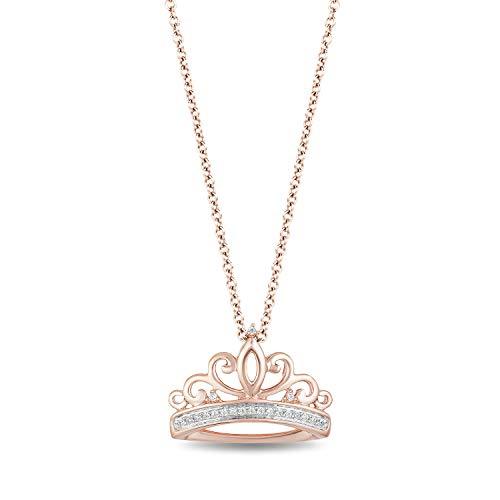 Enchanted Disney Fine Jewelry 10K Rose Gold with Diamond Accent Majestic Princess Fashion Pendant