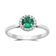 Load image into Gallery viewer, Jewelili Cubic Zirconia Halo Ring with Simulated Emerald in Sterling Silver View 1
