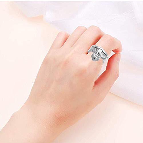 Jewelili Sterling Silver 1/10 CTTW Natural White Round Diamonds Lock Ring