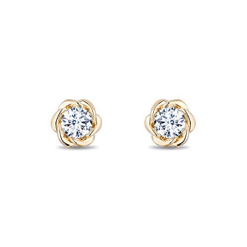 Enchanted Disney Fine Jewelry 14K Yellow Gold 1.00 cttw Diamond Belle Solitaire Earrings