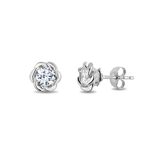Enchanted Disney Fine Jewelry 14K White Gold with 1 1/2 cttw Diamond Belle Solitaire Earrings