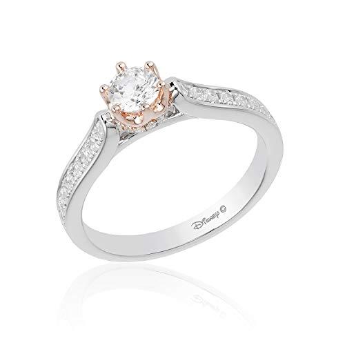Princess Fairy Tale Round Center Stone Carriage Ring 14K Rose Gold