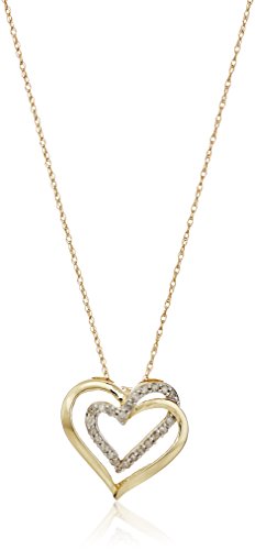 Jewelili Heart Pendant Necklace Diamond Jewelry in Gold - View 1