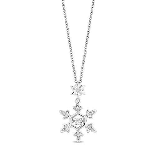 Enchanted Disney Fine Jewelry Sterling Silver with Diamond Accent Elsa Snowflake Pendant Necklace