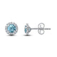Load image into Gallery viewer, Jewelili Cubic Zirconia Stud Earrings with Simulated Round Shape Aquamarine and Round Cubic over Sterling Silver
