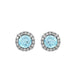 Load image into Gallery viewer, Jewelili Sterling Silver 5mm Round Aquamarine and Created White Sapphire Halo Stud Earrings
