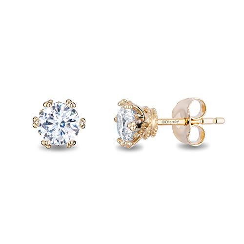Enchanted Disney Fine Jewelry 14K Yellow Gold with 1/2 cttw Diamond Majestic Princess Solitaire Earrings